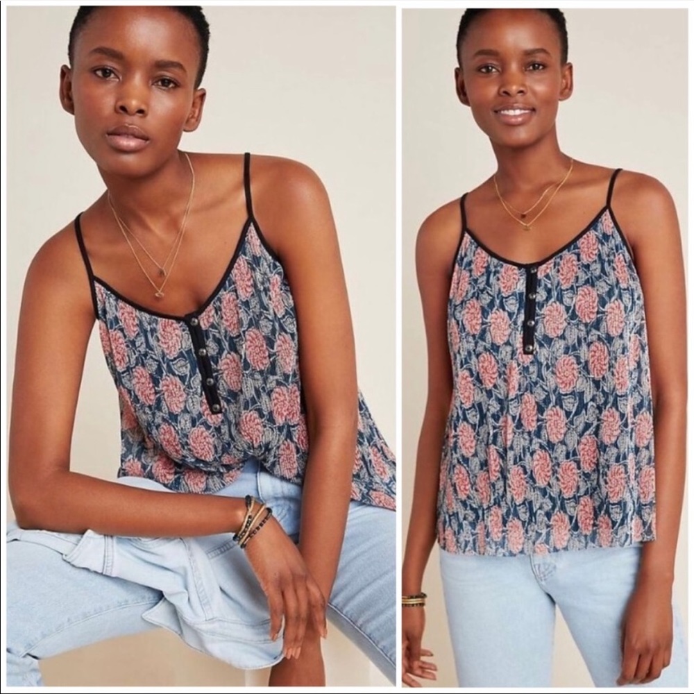 NWT Maeve By Anthropologie Floral Shimmer Tank